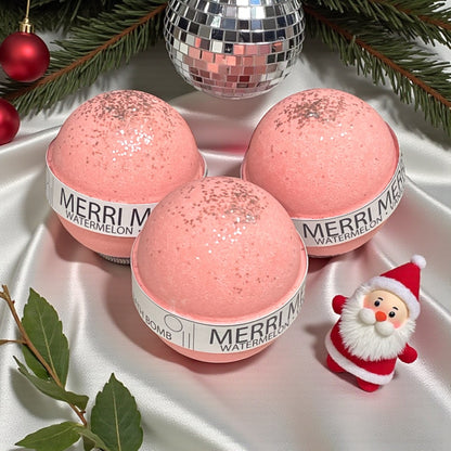 Marry Christmas Watermelon Vanilla Large Bath Bomb - 8oz